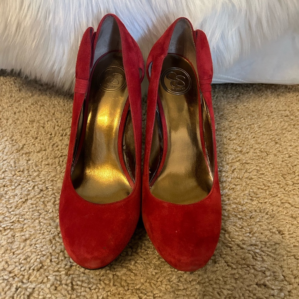 Jessica Simpson Red Platform Bow Detail Heels